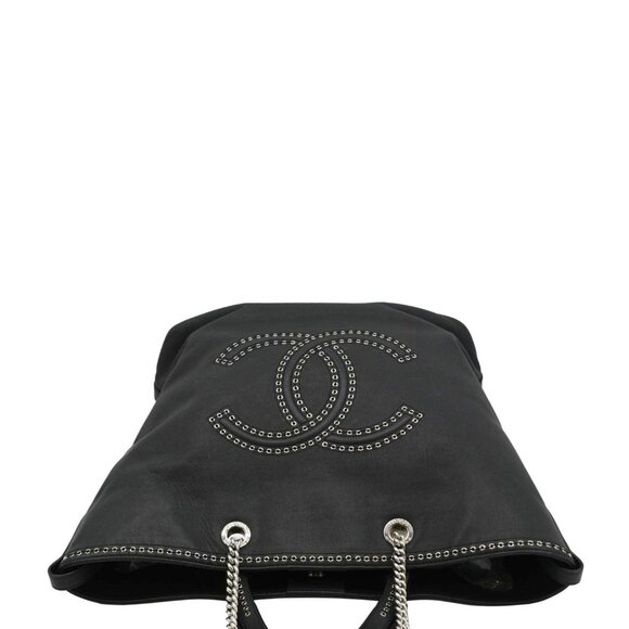 CHANEL  Coco Eyelets Large Leather Shopping Tote Shoulder Black - Picture 4 of 16